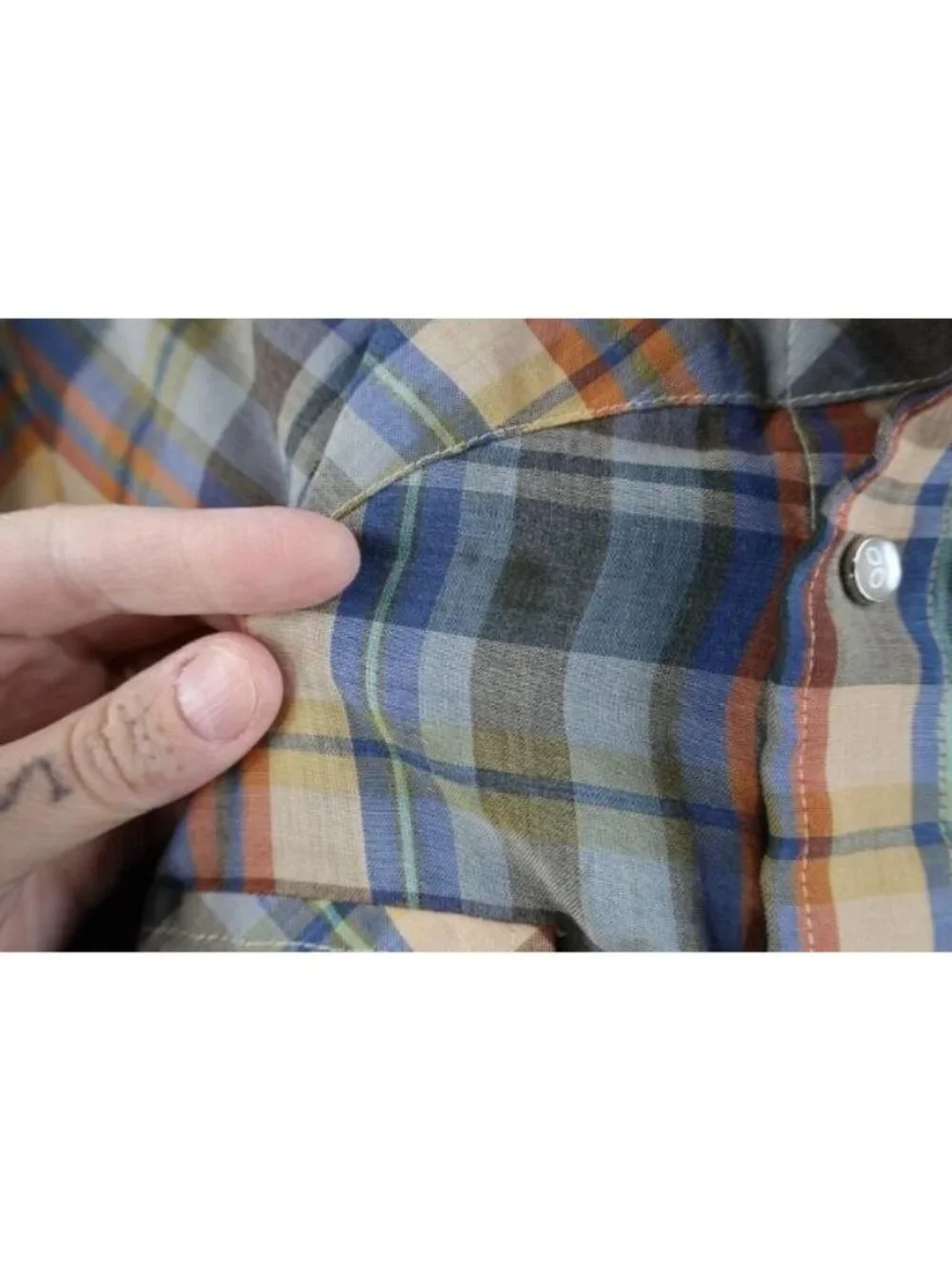 Vintage 70s Levis Big E Mens Medium Western Cowboy Snap Button Shirt Plaid USA